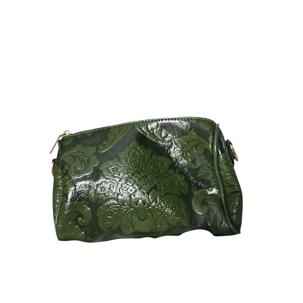 Vintage-Inspired Green Cosmetic Bag with Embossed Design new with 2 guitar strap - Picture 2 of 14